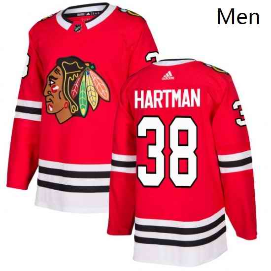 Mens Adidas Chicago Blackhawks 38 Ryan Hartman Authentic Red Home NHL Jersey